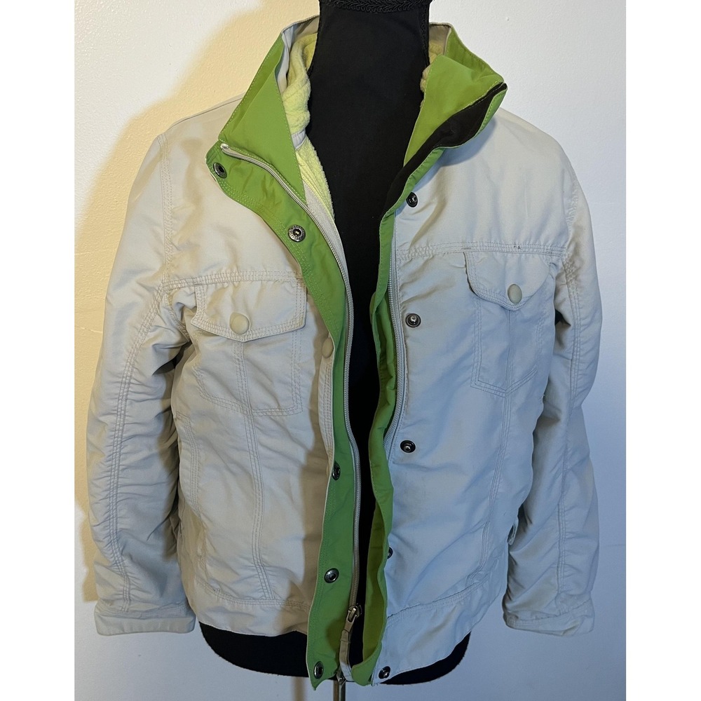 L.L.Bean Jacket Womens Petite Medium White Full Zip Fleece Lined Insulated Warm - Picture 2 of 16